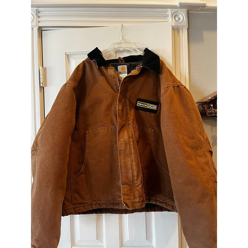 Carhartt J22BRN Quilted Western Cowboy Chore Jacket Men XXL Corduroy Collar Work